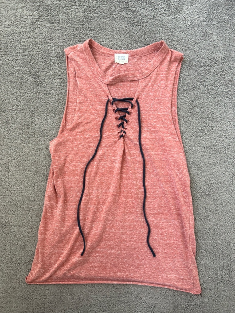 BKE Buckle Rust Heather Lace-Up Muscle Tank Sleeveless Boho Western Size S